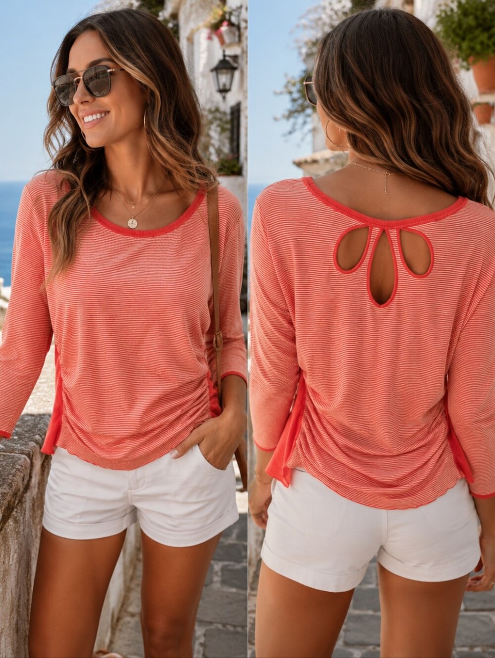 Lightweight Coral Striped Sweater- Maurice's